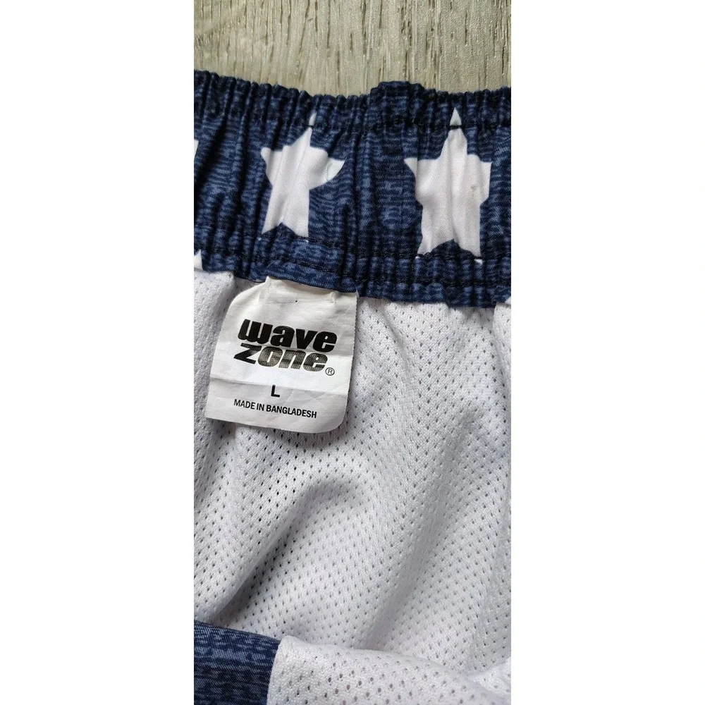 USA Red White and Blue‎ Wave Zone Lined Swim Trunks Shorts Mens Size L